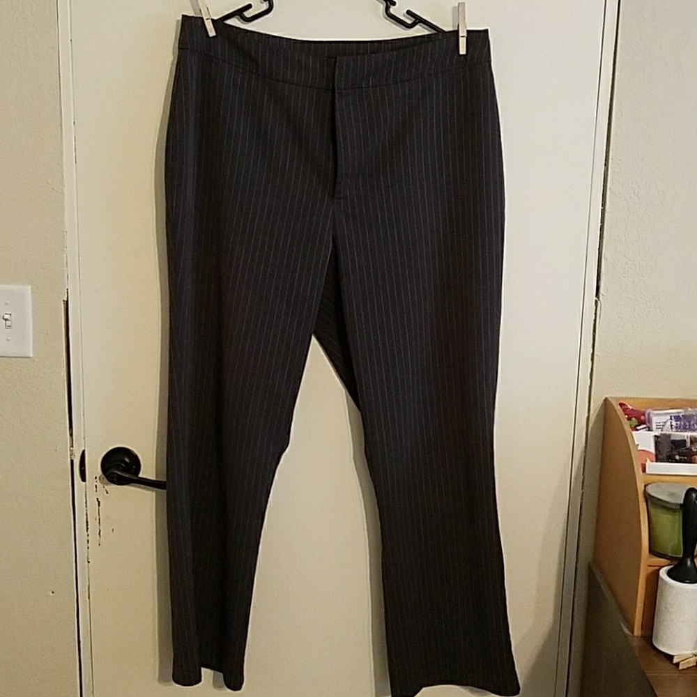 Gray/white pinstriped pants